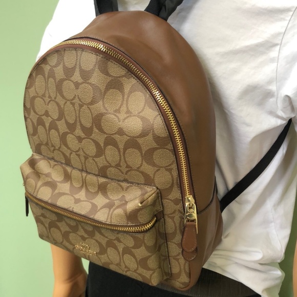 Coach Medium Charlie Backpack In Signature Canvas - Picture 3 of 15